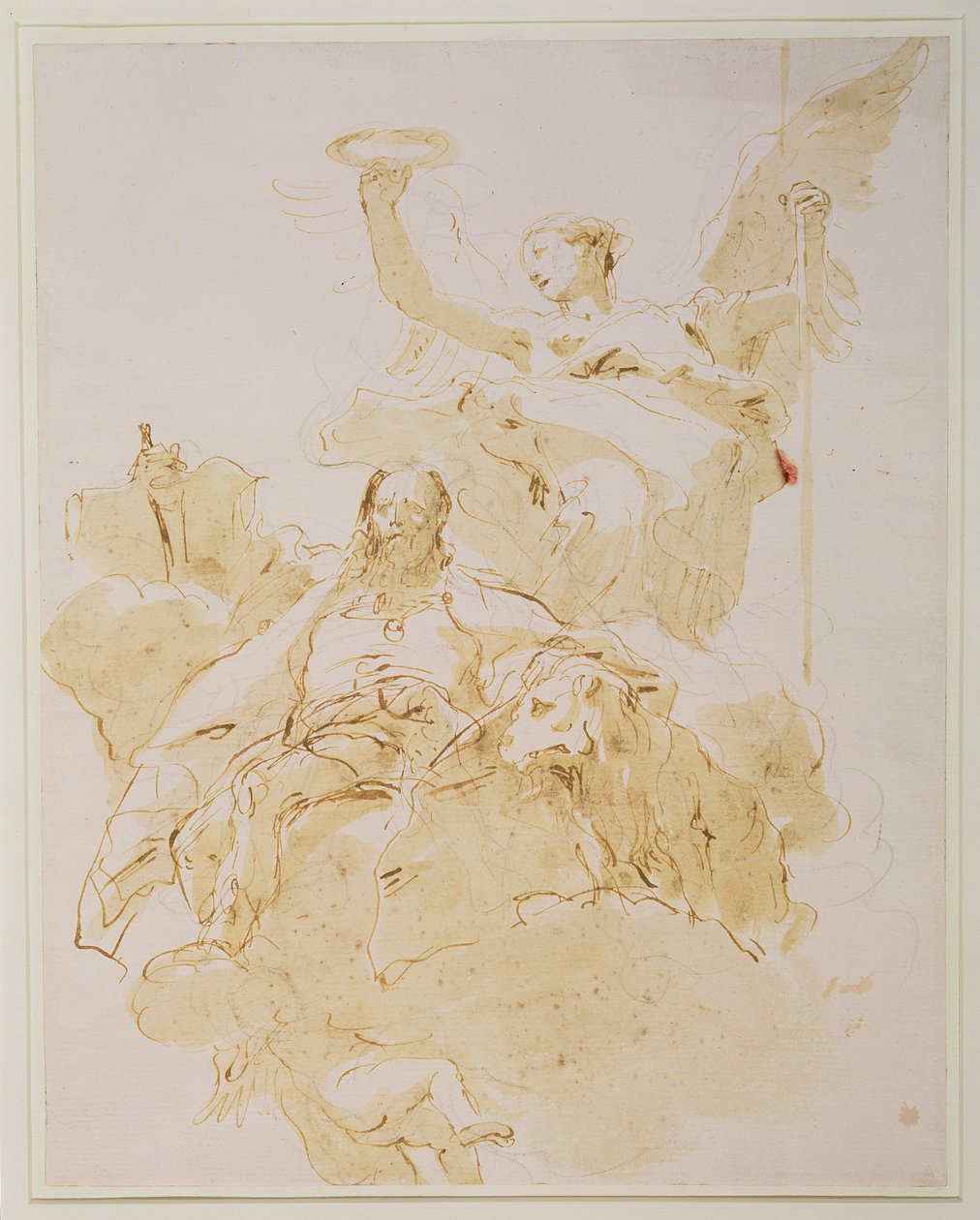 Gloryfikacja rodziny Porto, ok. 1755-60 (długopis, brązowy tusz i lawowanie, czarna kreda) autorstwa Giovanni Battista Tiepolo
