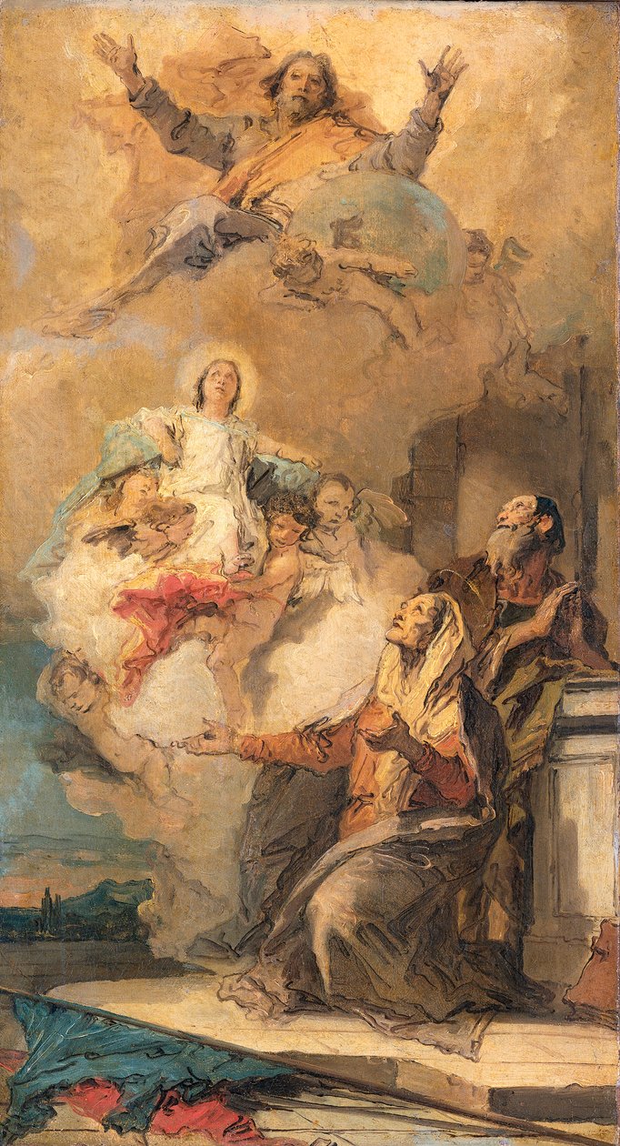 Bóg Ojciec posyła Dziewicę Maryję do Jej Rodziców Joachima i Anny Tytuł alternatywny (tytuły alternatywne):  

Wizja św. Anny autorstwa Giovanni Battista Tiepolo