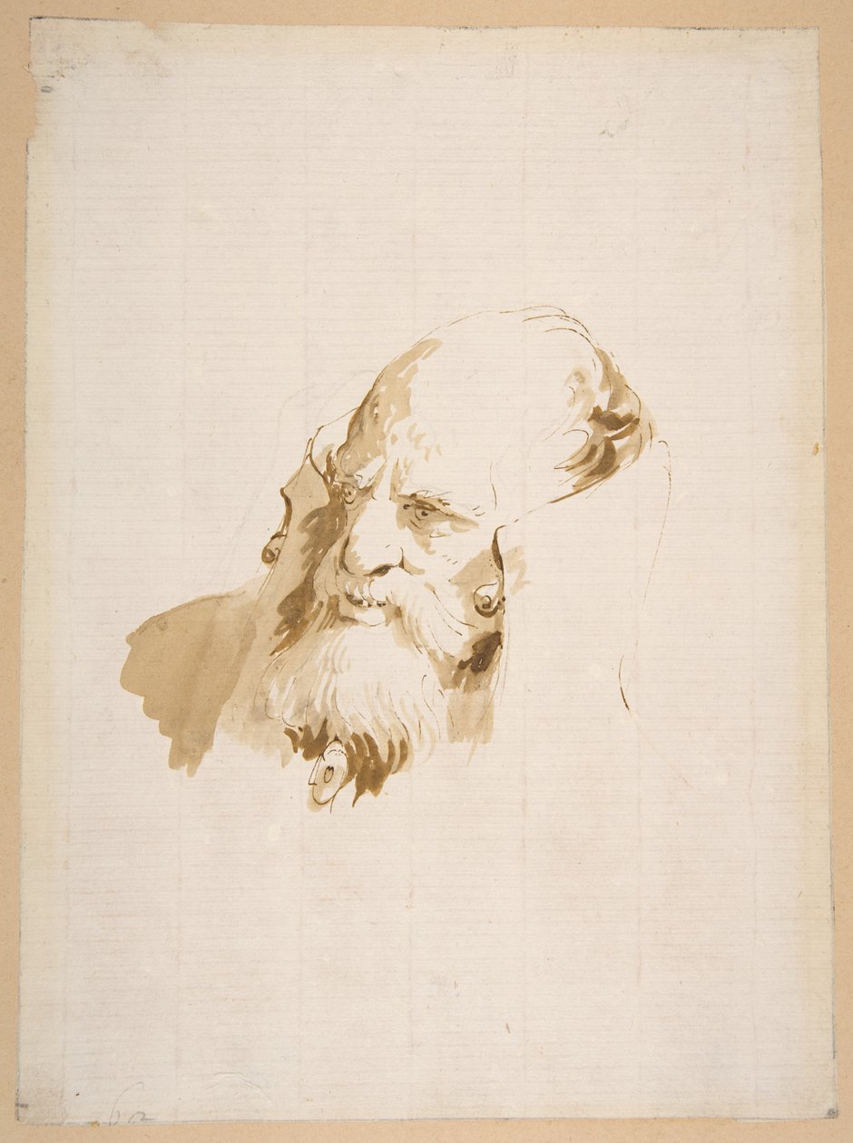 Głowa mężczyzny w ubraniu z wysokim kołnierzem autorstwa Giovanni Battista Tiepolo
