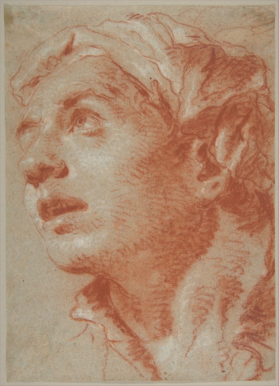 Głowa młodego mężczyzny w ujęciu trzy czwarte autorstwa Giovanni Battista Tiepolo
