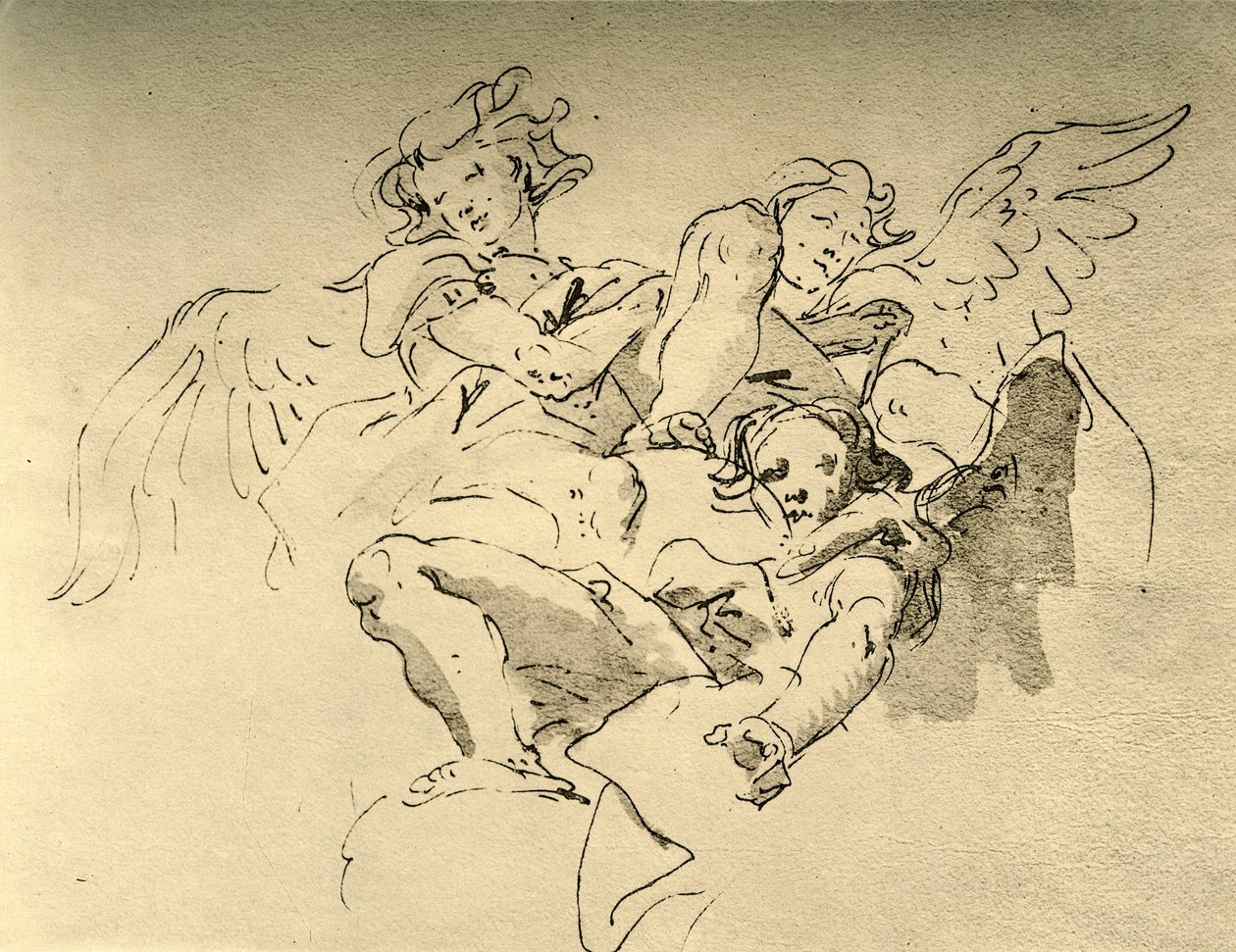 Unoszące się anioły, połowa XVIII wieku, 1928 autorstwa Giovanni Battista Tiepolo