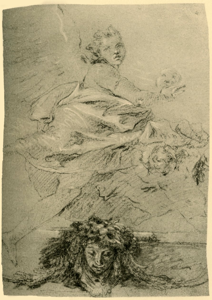 Unoszący się geniusz, połowa XVIII wieku, 1928 autorstwa Giovanni Battista Tiepolo