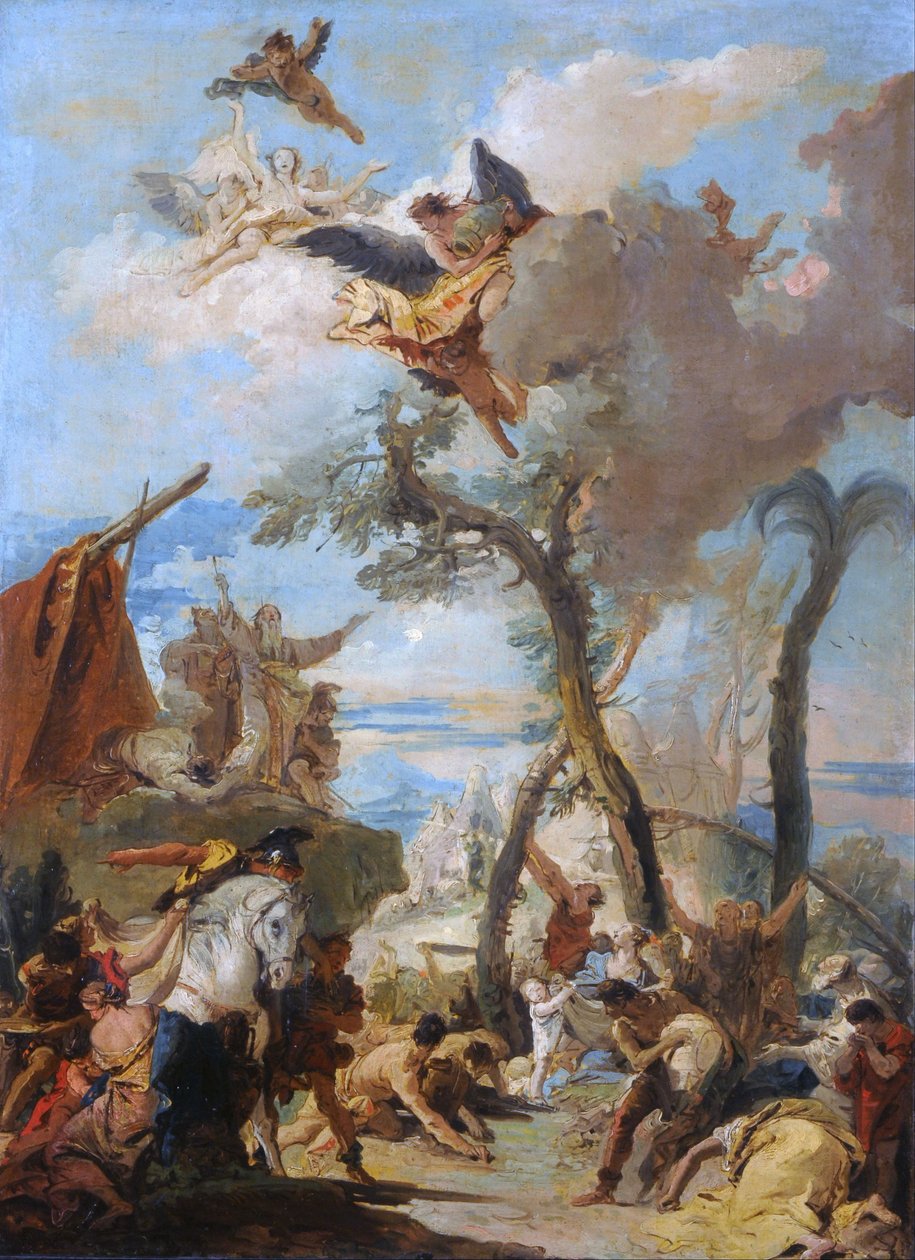Hebrajczycy zbierający mannę na pustyni (szkic) autorstwa Giovanni Battista Tiepolo