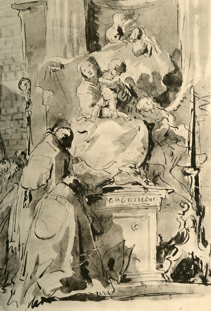 Madonna na tronie i dwóch biskupów, połowa XVIII wieku, 1928 autorstwa Giovanni Battista Tiepolo
