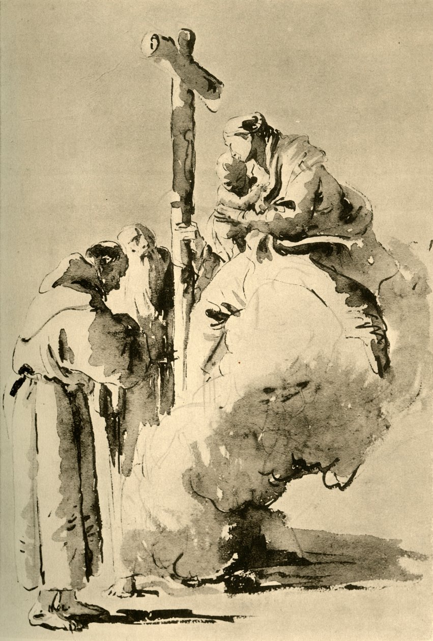 Madonna z dwoma świętymi mnichami, połowa XVIII wieku, 1928 autorstwa Giovanni Battista Tiepolo