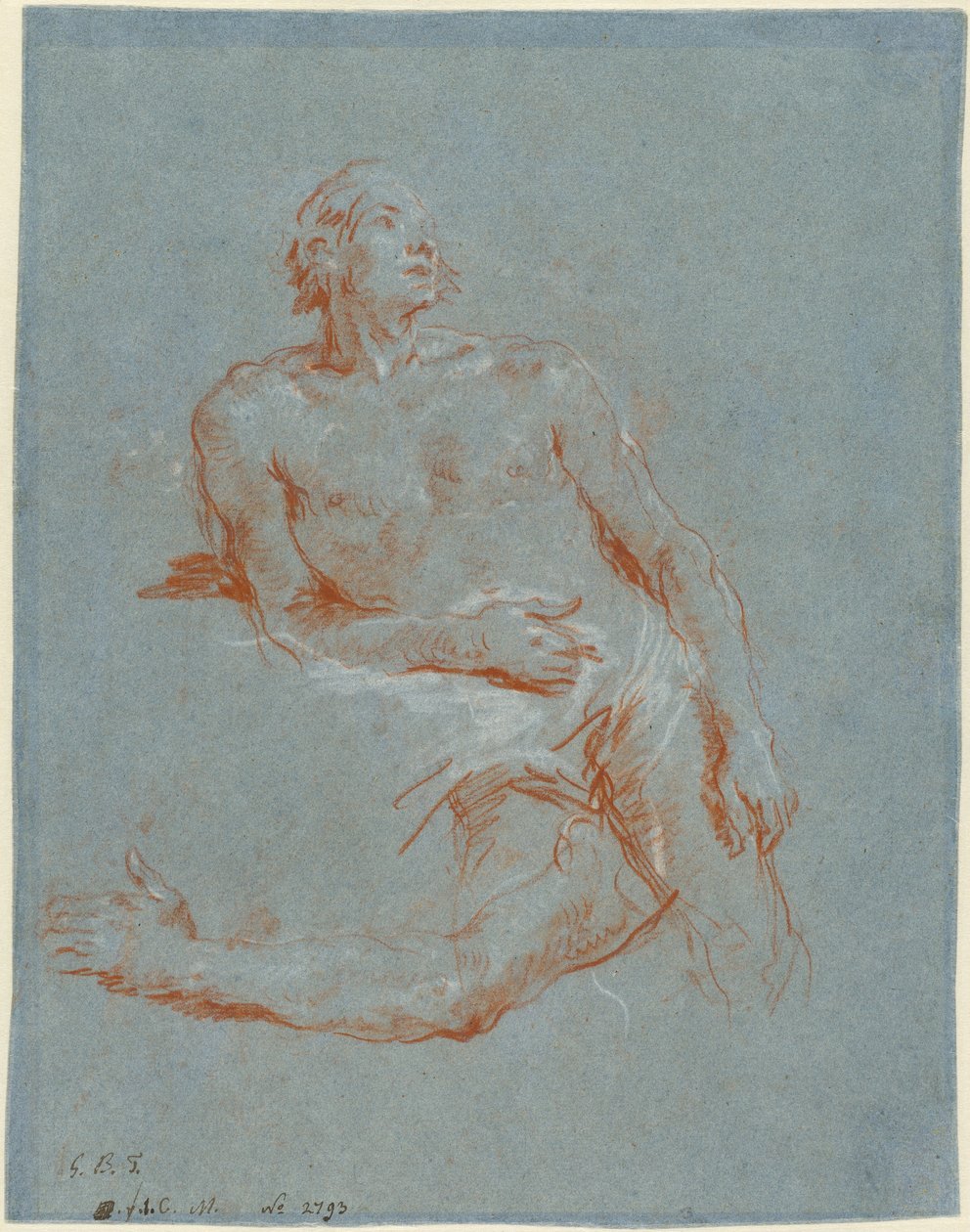 Mężczyzna nago oparty na łokciu (verso) autorstwa Giovanni Battista Tiepolo