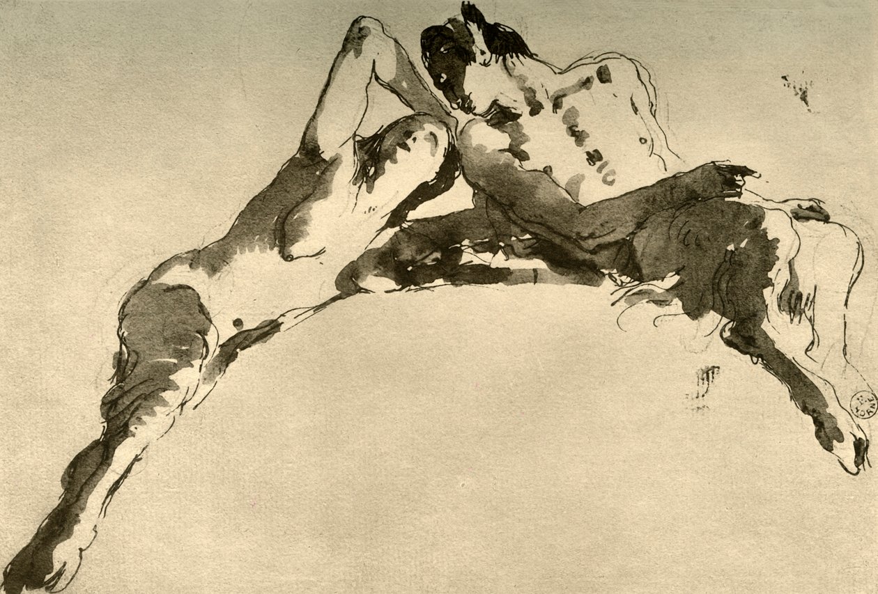 Faun męski i żeński, połowa XVIII wieku, 1928 autorstwa Giovanni Battista Tiepolo