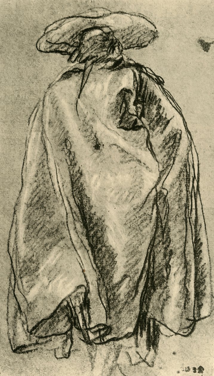 Mężczyzna w dużym płaszczu widziany z tyłu, 1752, 1928 autorstwa Giovanni Battista Tiepolo