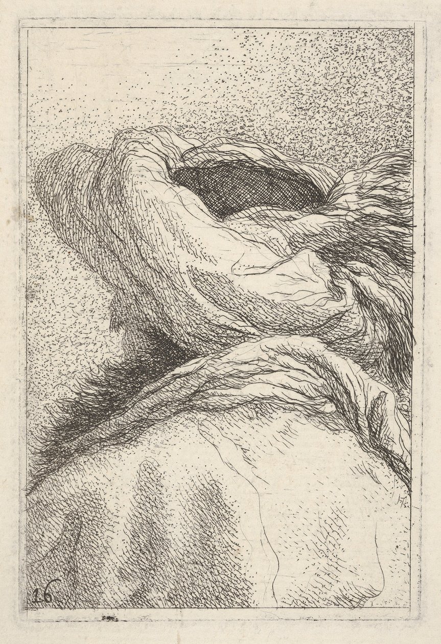 Mężczyzna w turbanie, przedstawiony w formacie długości biustu od tyłu w rzucie 3/4, fr..., ca. 1770. autorstwa Giovanni Battista Tiepolo
