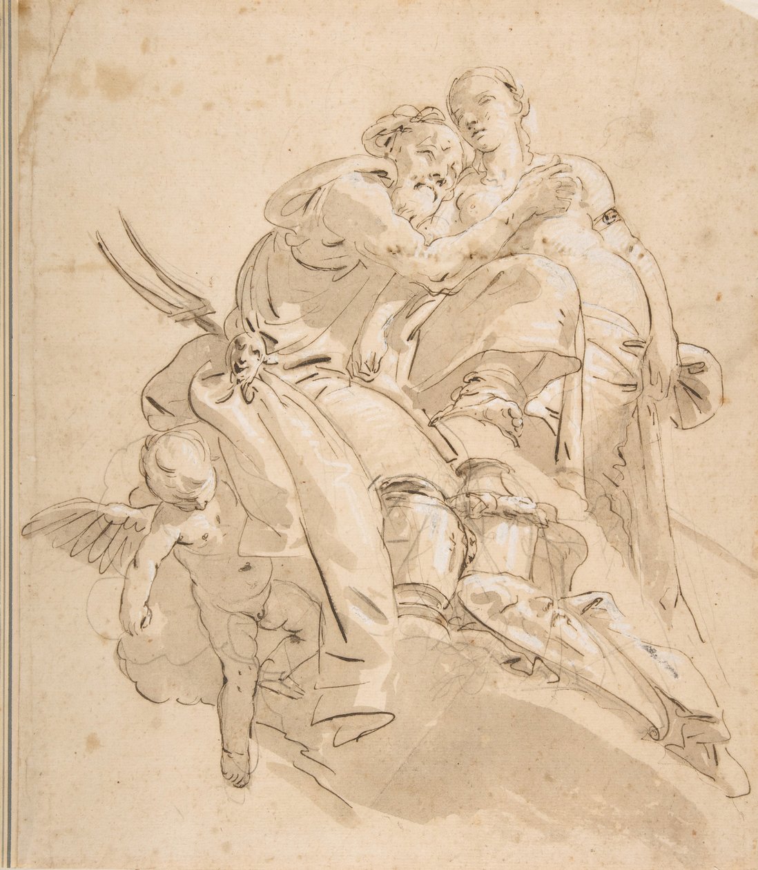 Bóstwo morskie z żeńską postacią towarzyszącą, ca. 1716-1770. autorstwa Giovanni Battista Tiepolo