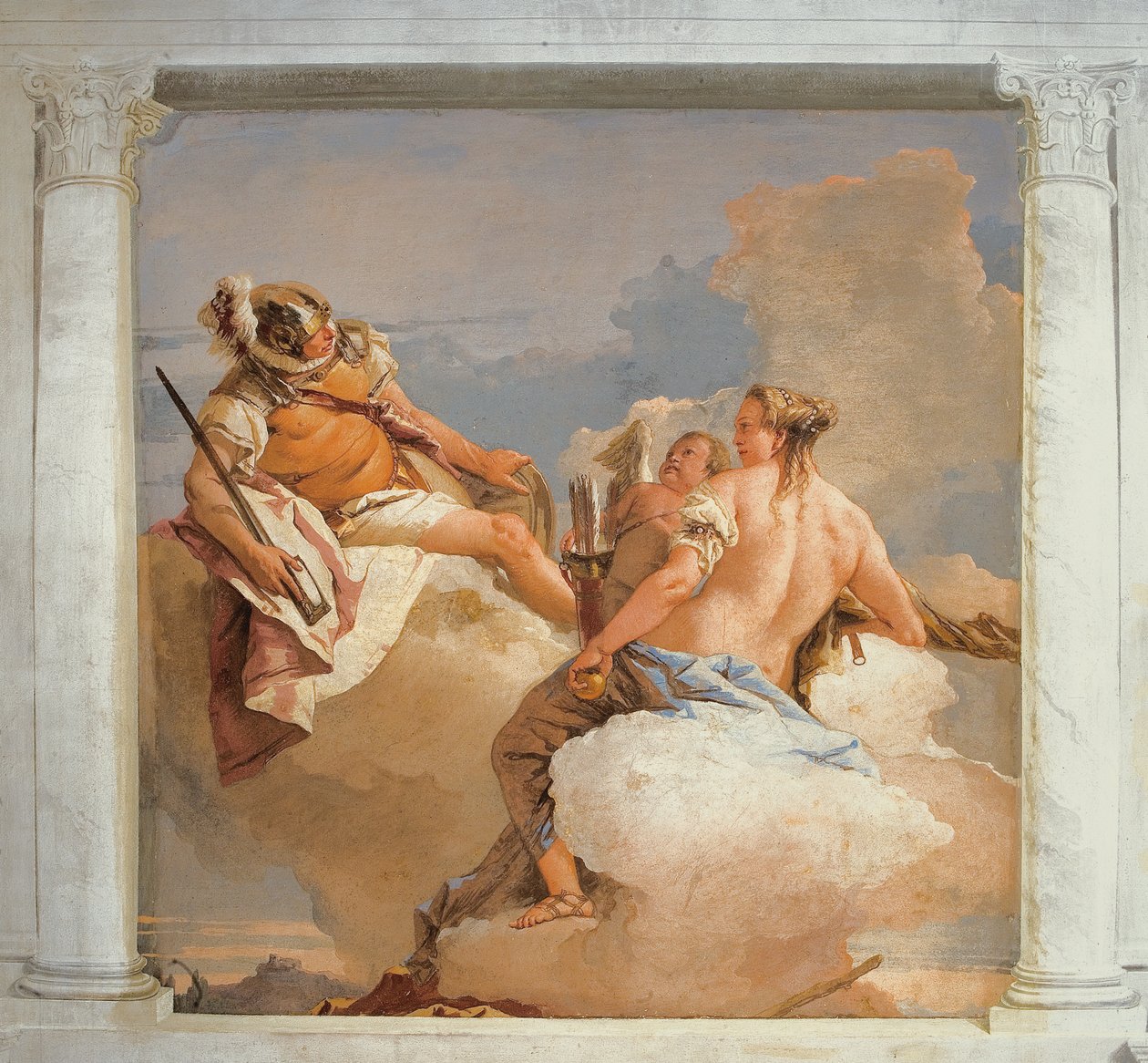 Mars i Wenus, z Pokoju Bóstw Olimpijskich w Foresterii (Pensjonat) 1757 autorstwa Giovanni Battista Tiepolo