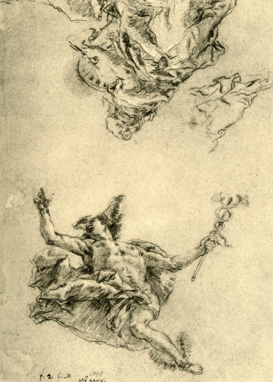 Merkury i malarstwo, 1752-1753, 1928 autorstwa Giovanni Battista Tiepolo