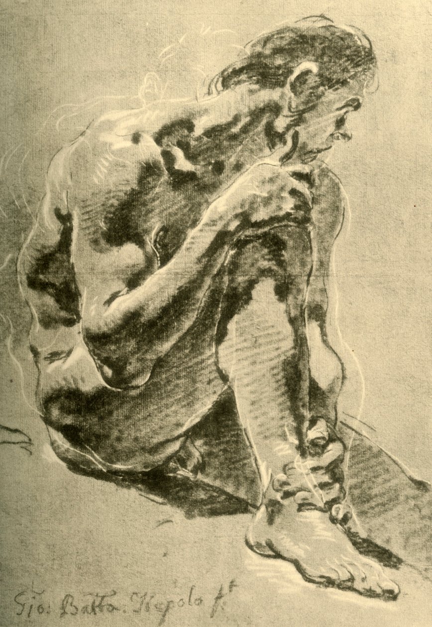 Siedzi nago, 1715-1716, 1928 autorstwa Giovanni Battista Tiepolo
