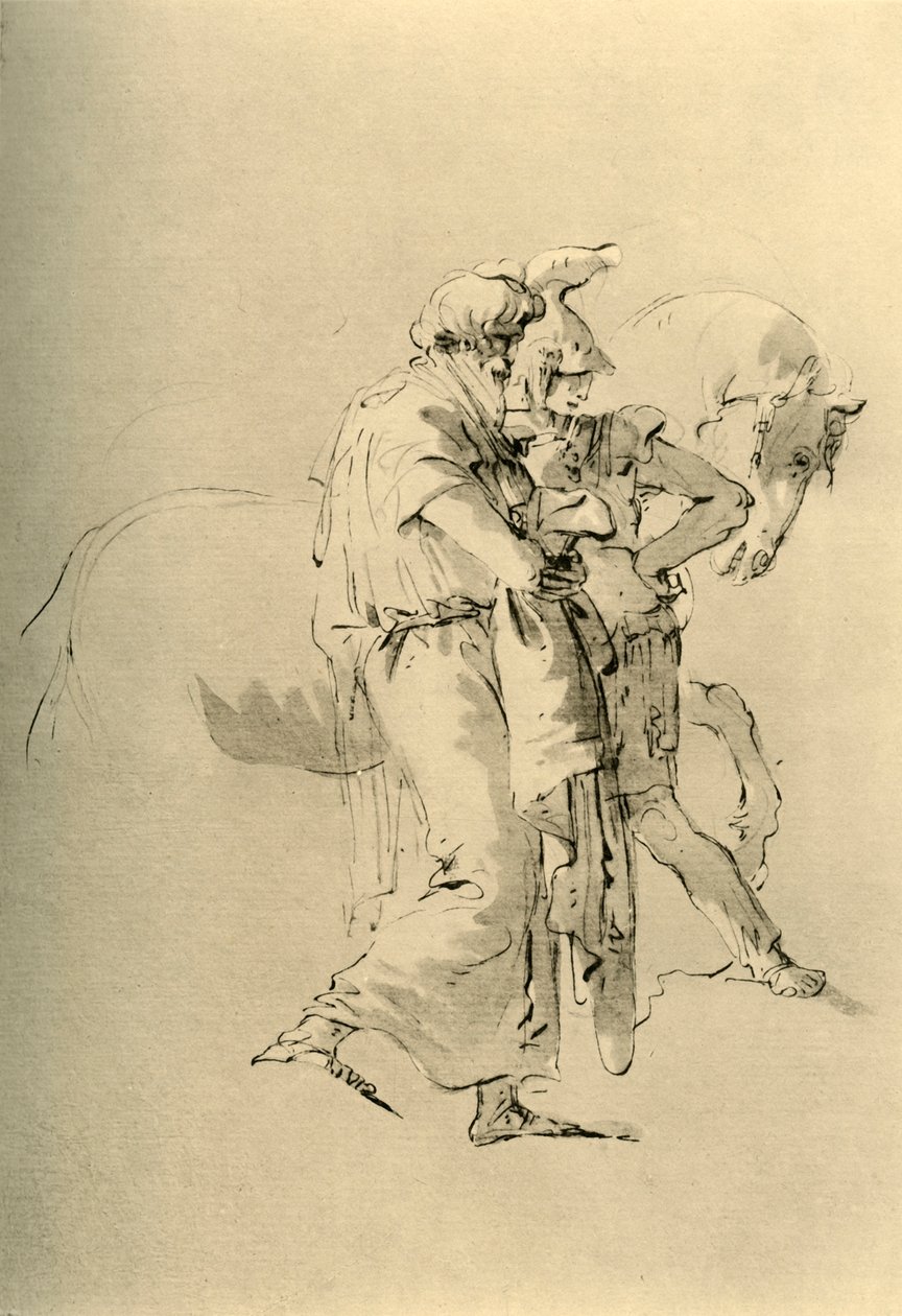 Stary i młody żołnierz, połowa XVIII wieku, 1928 autorstwa Giovanni Battista Tiepolo