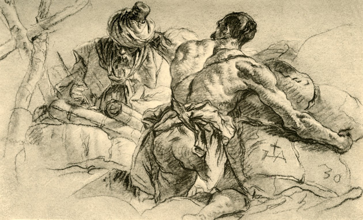 Kupcy orientalni z belami towarów, 1753, 1928 autorstwa Giovanni Battista Tiepolo