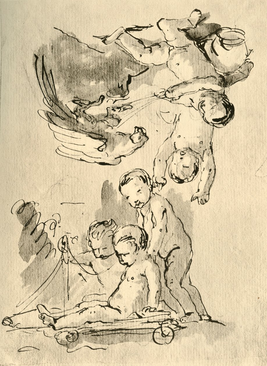 Gra w amorki, c1757, 1928 autorstwa Giovanni Battista Tiepolo