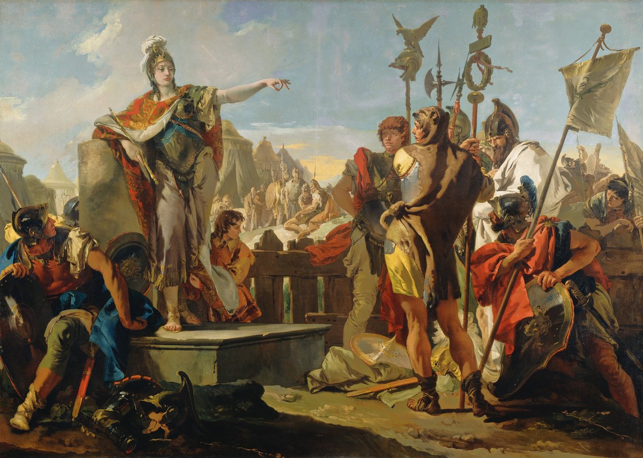 Królowa Zenobia przemawiająca do swoich żołnierzy autorstwa Giovanni Battista Tiepolo
