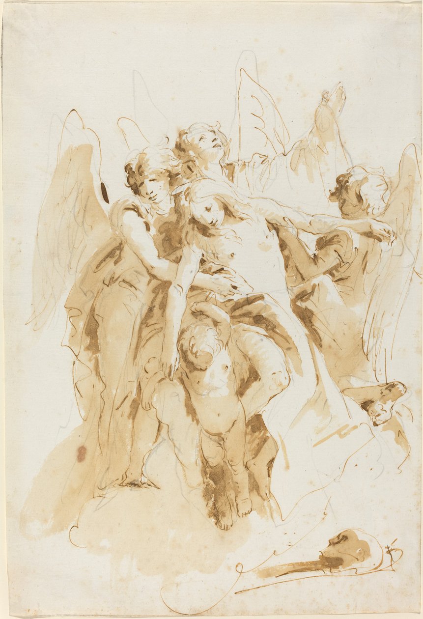 Święta Maria Magdalena podnoszona przez anioły autorstwa Giovanni Battista Tiepolo
