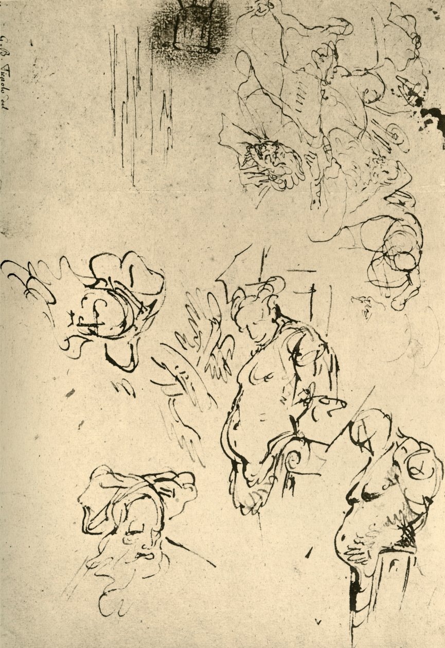 Satyr Herms i głowy orientalne, połowa XVIII wieku, 1928 autorstwa Giovanni Battista Tiepolo