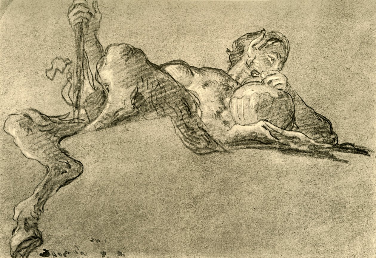 Satyr z dzbanem na wino, c1761, 1928 autorstwa Giovanni Battista Tiepolo