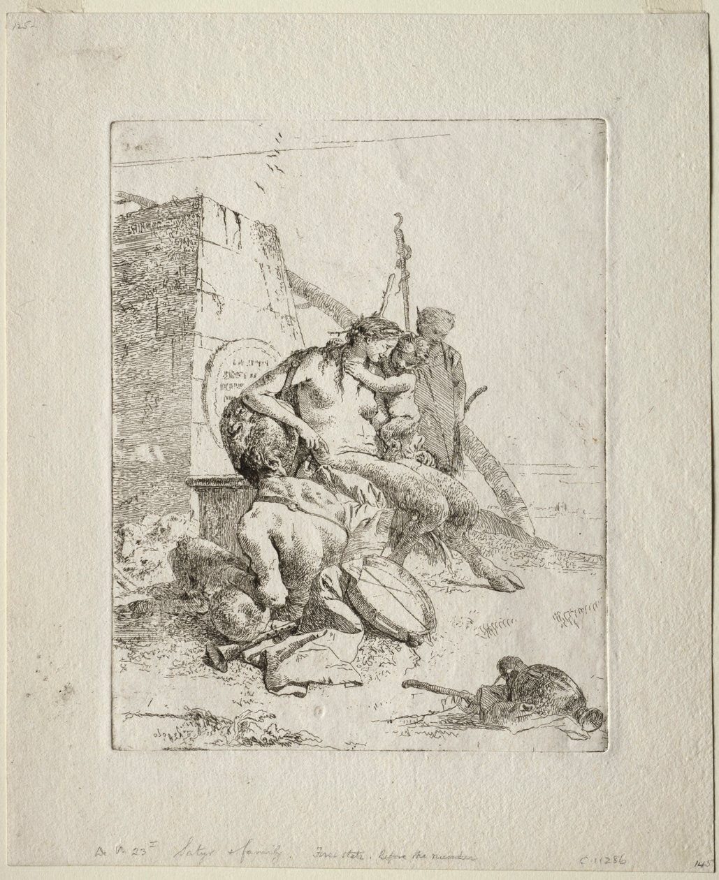 Scherzi: Rodzina Satyrów z obeliskiem. autorstwa Giovanni Battista Tiepolo