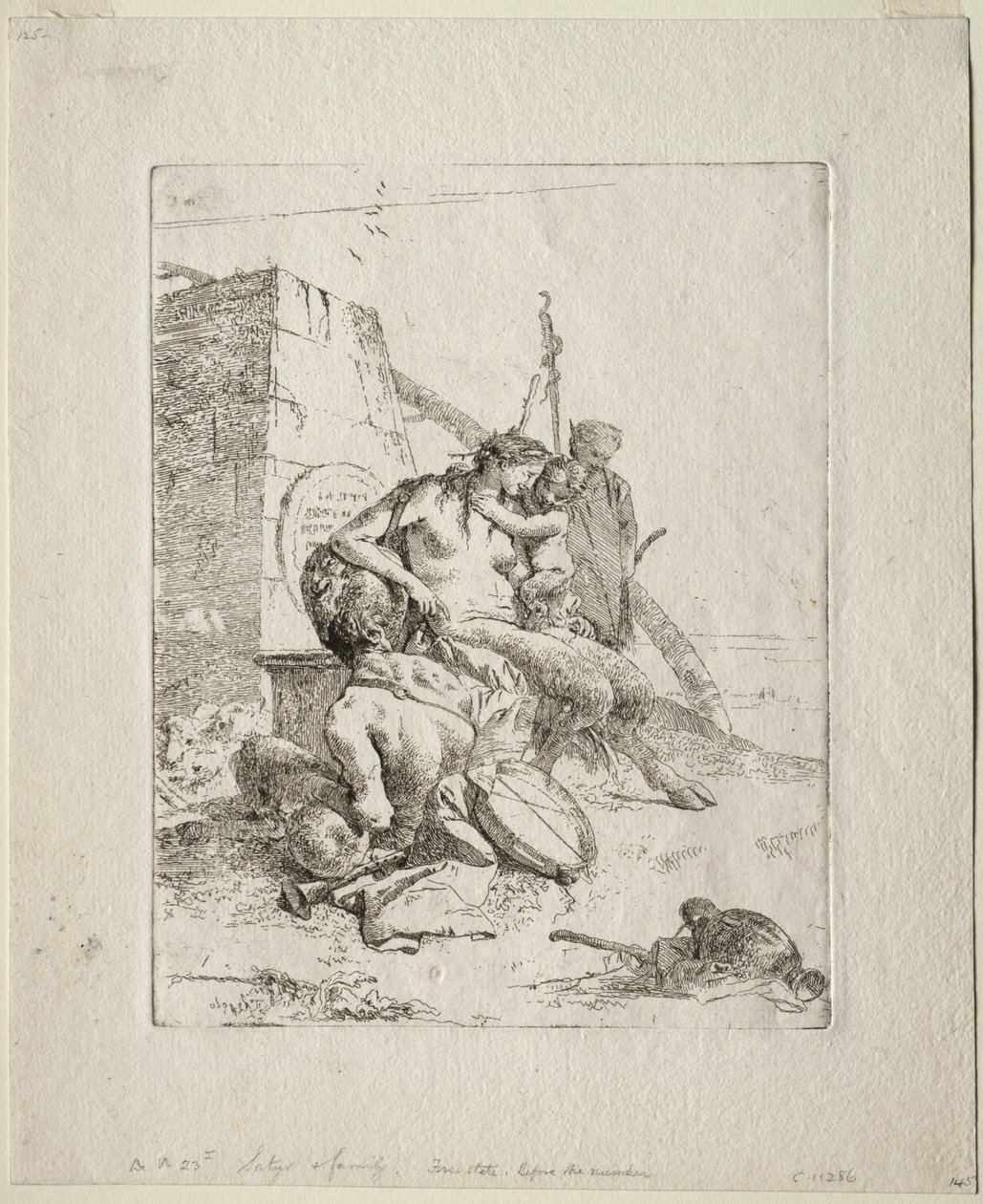 Scherzi di Fantasia: Rodzina Satyrów z obeliskiem autorstwa Giovanni Battista Tiepolo