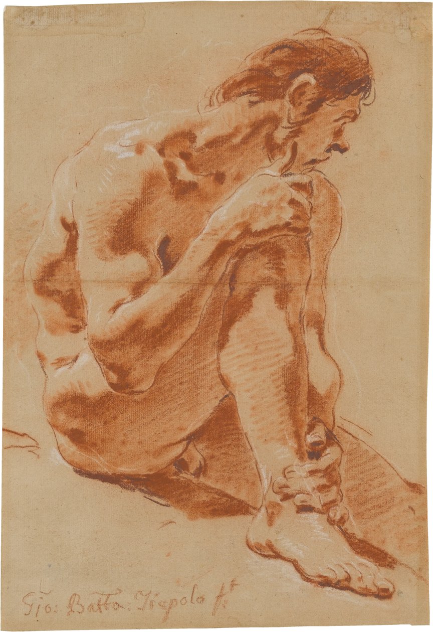 Siedzący akt męski autorstwa Giovanni Battista Tiepolo