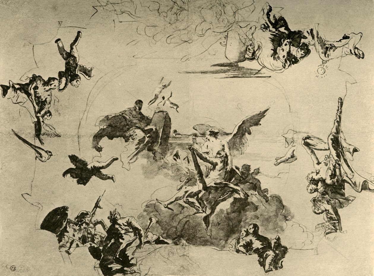 Szkic do Malowidła na suficie, połowa XVIII wieku, 1928 autorstwa Giovanni Battista Tiepolo