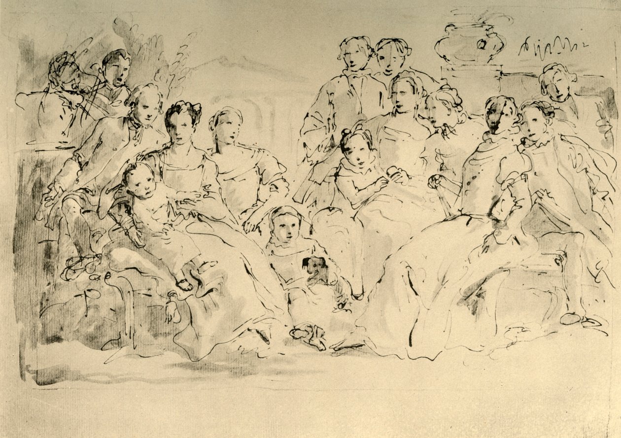Szkic do portretu zbiorowego, połowa XVIII wieku, 1928 autorstwa Giovanni Battista Tiepolo