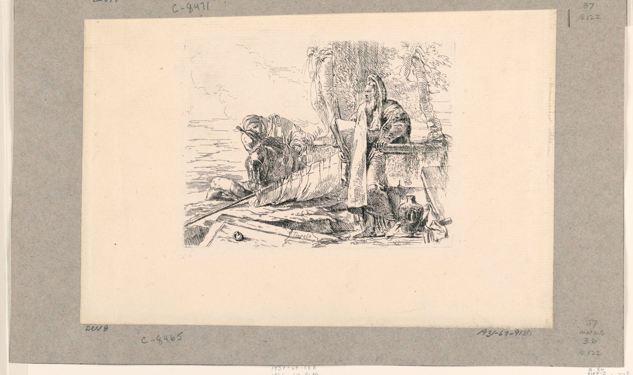 Stojący mag, siedzący żołnierz i mężczyzna z Vari Capricci autorstwa Giovanni Battista Tiepolo