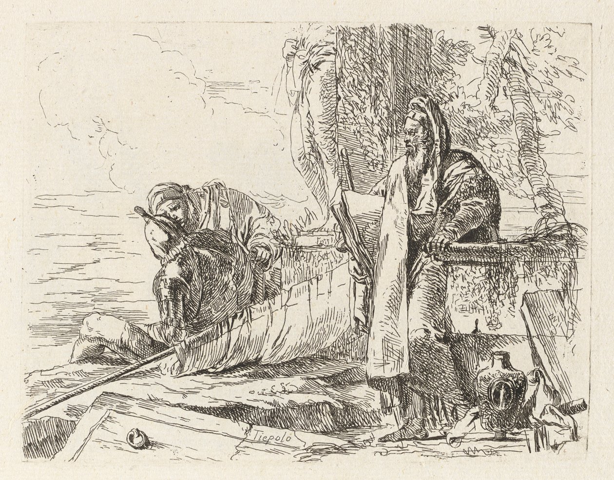 Stojący filozof i dwie inne postacie, z Vari capricci (Różne Capriccios) autorstwa Giovanni Battista Tiepolo