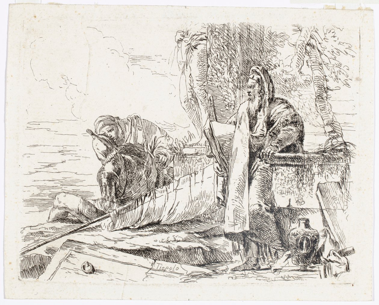 Stojący filozof z dużą książką, z Vari Capricci autorstwa Giovanni Battista Tiepolo