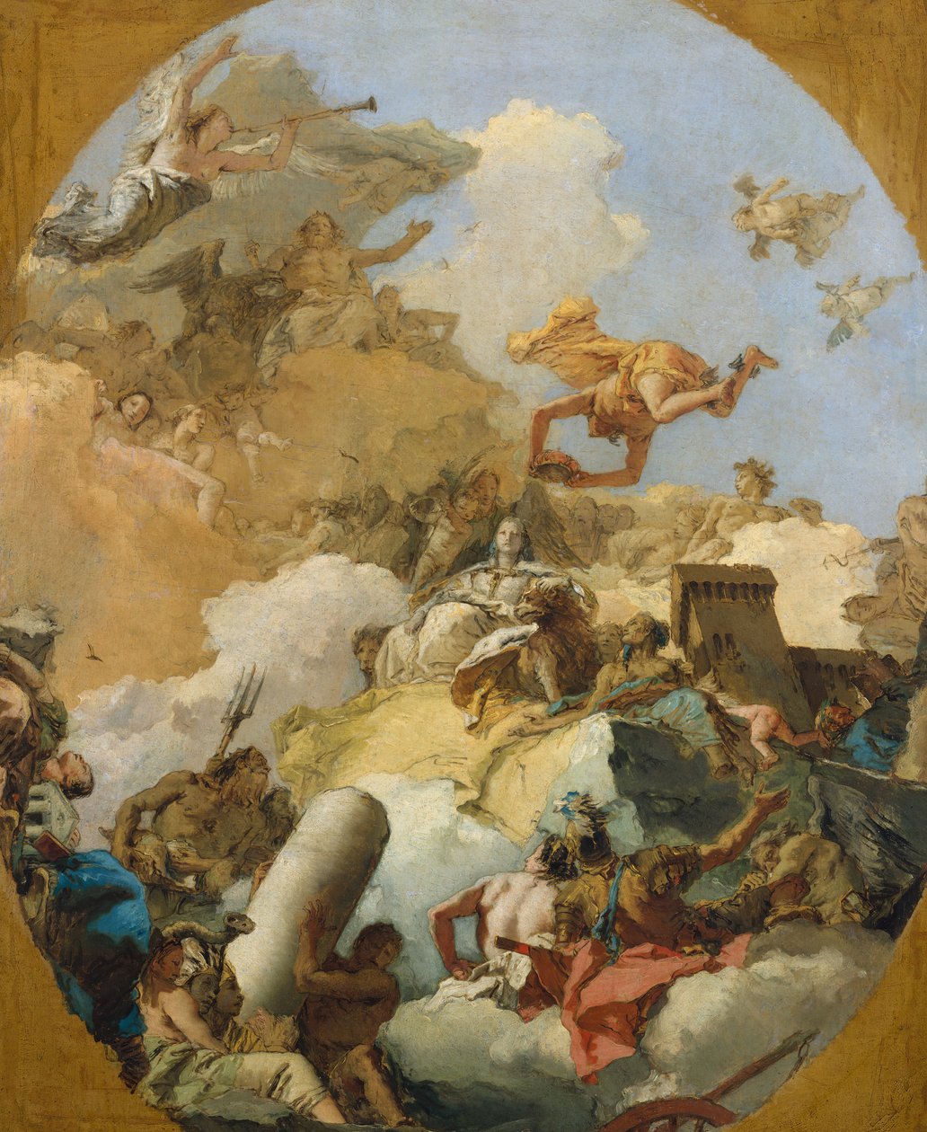 Apoteoza monarchii hiszpańskiej, lata 60. XVIII wieku. autorstwa Giovanni Battista Tiepolo