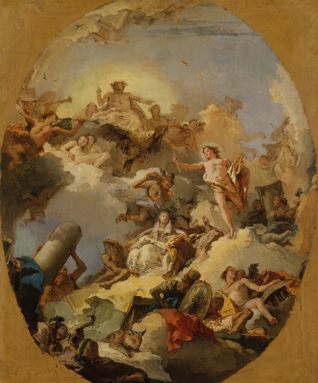 Apoteoza monarchii hiszpańskiej, lata 60. XVIII wieku. autorstwa Giovanni Battista Tiepolo