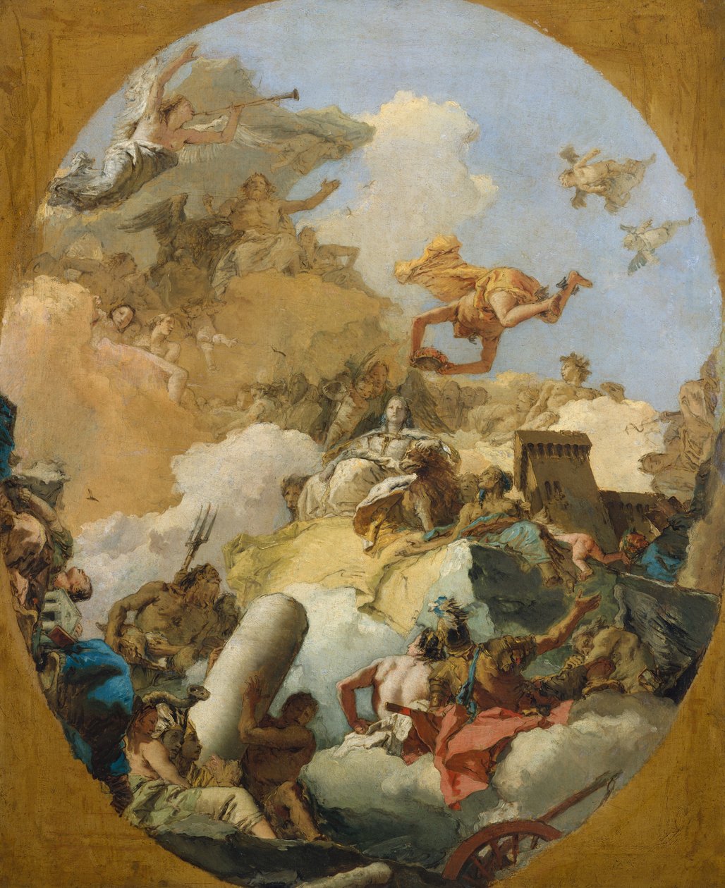 Apoteoza monarchii hiszpańskiej, c.1765 autorstwa Giovanni Battista Tiepolo