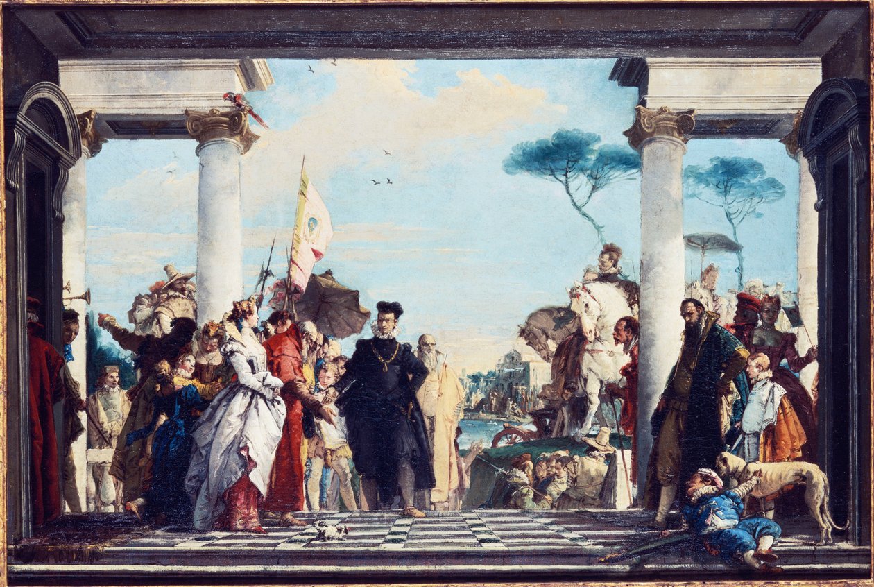 Przybycie Henryka III do Villa Contarini, przed 1750 autorstwa Giovanni Battista Tiepolo