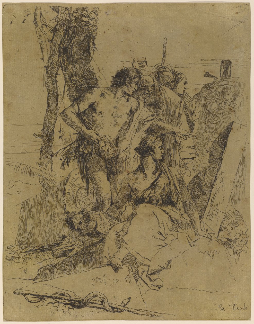 Odkrycie grobowca Punchinello autorstwa Giovanni Battista Tiepolo