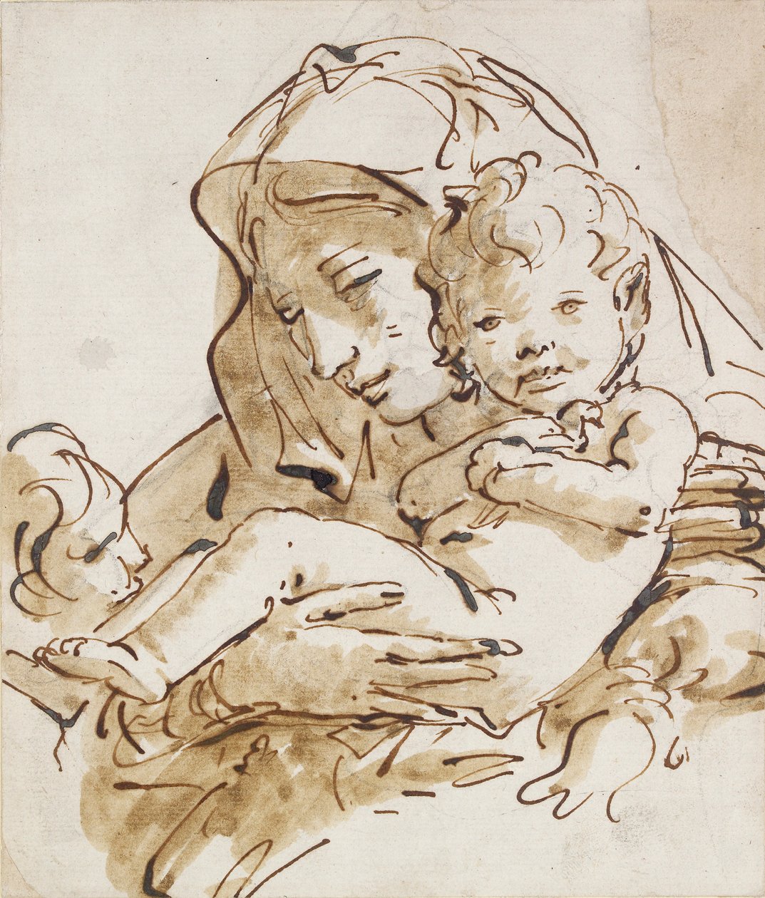 Dziewica z Dzieciątkiem z Dzieciątkiem Św. Jan, ok. 1770. Artyści: Giovanni Battista Tiepolo, św. Jan Ewangelista. autorstwa Giovanni Battista Tiepolo