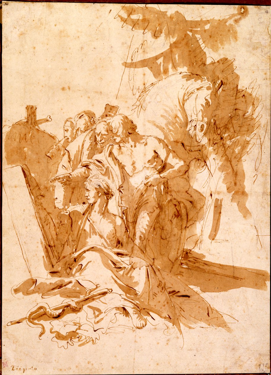 Odkrycie grobowca Punchinello autorstwa Giovanni Battista Tiepolo
