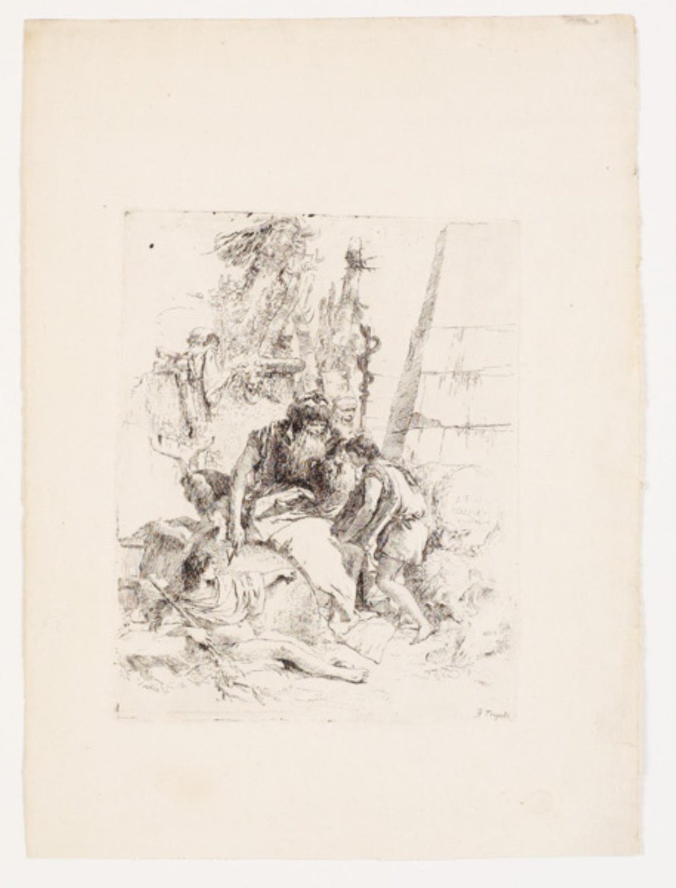 Dwóch siedzących czarodziejów i dwóch młodzieńców autorstwa Giovanni Battista Tiepolo