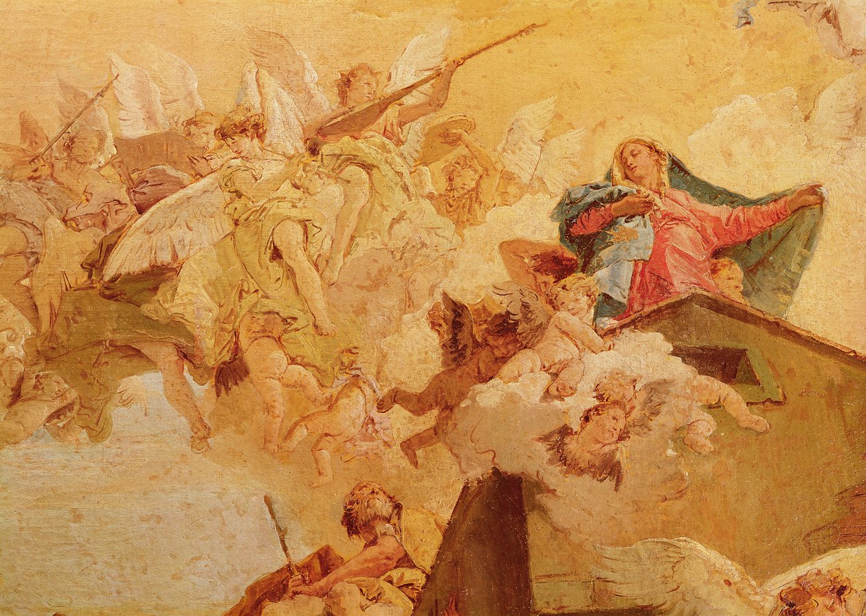Tłumaczenie Świętego Domu z Nazaretu na Loreto, fragment Dziewicy autorstwa Giovanni Battista Tiepolo