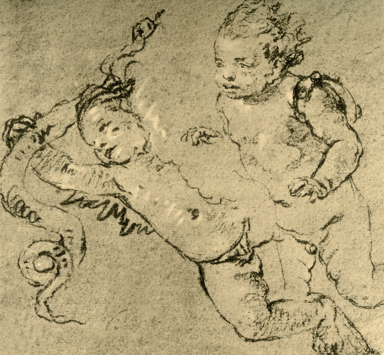 Dwa amorki, c1752, 1928 autorstwa Giovanni Battista Tiepolo