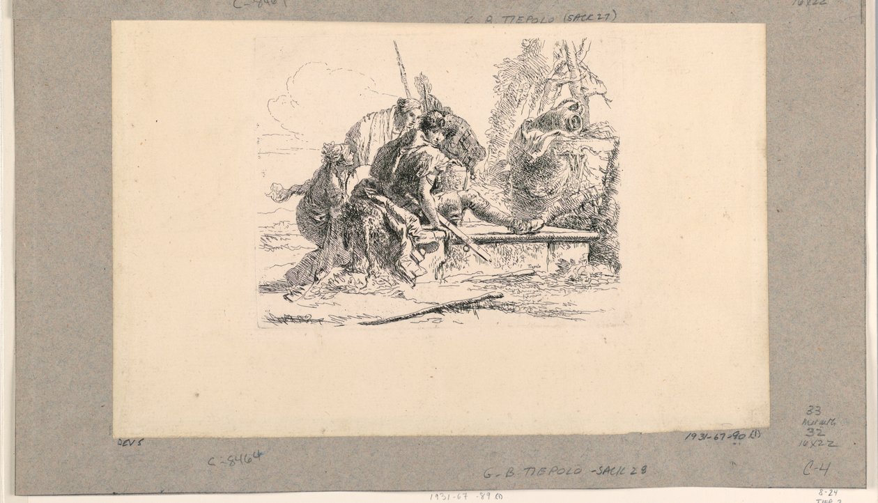 Dwóch żołnierzy i dwie kobiety z Vari Capricci autorstwa Giovanni Battista Tiepolo