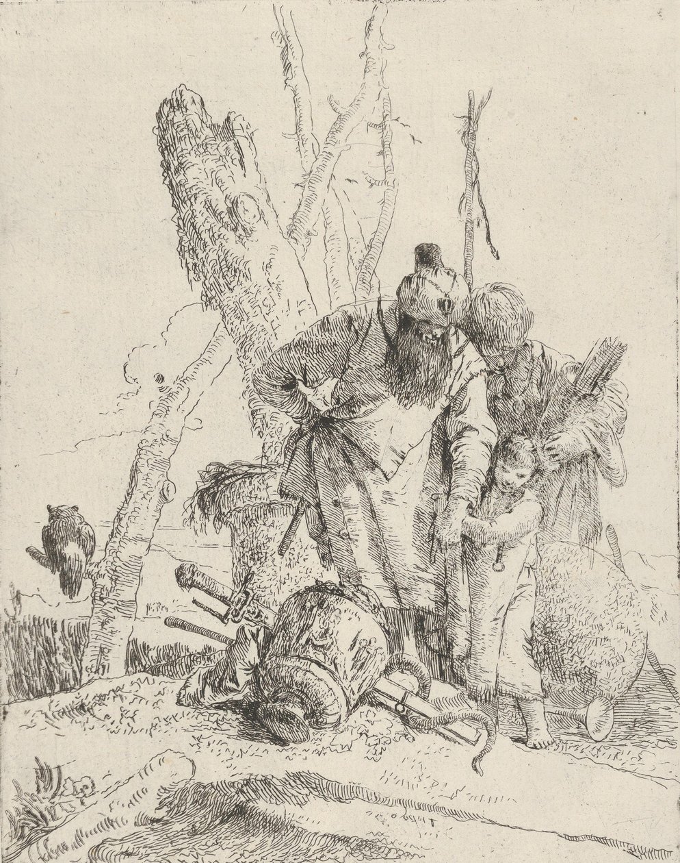 Dwóch astrologów i chłopiec, ze Scherzi, ca. 1743-50. autorstwa Giovanni Battista Tiepolo