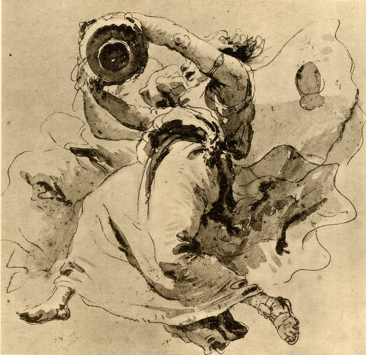 Dwóch geniuszy trzymających słoik, połowa XVIII wieku, 1928 autorstwa Giovanni Battista Tiepolo