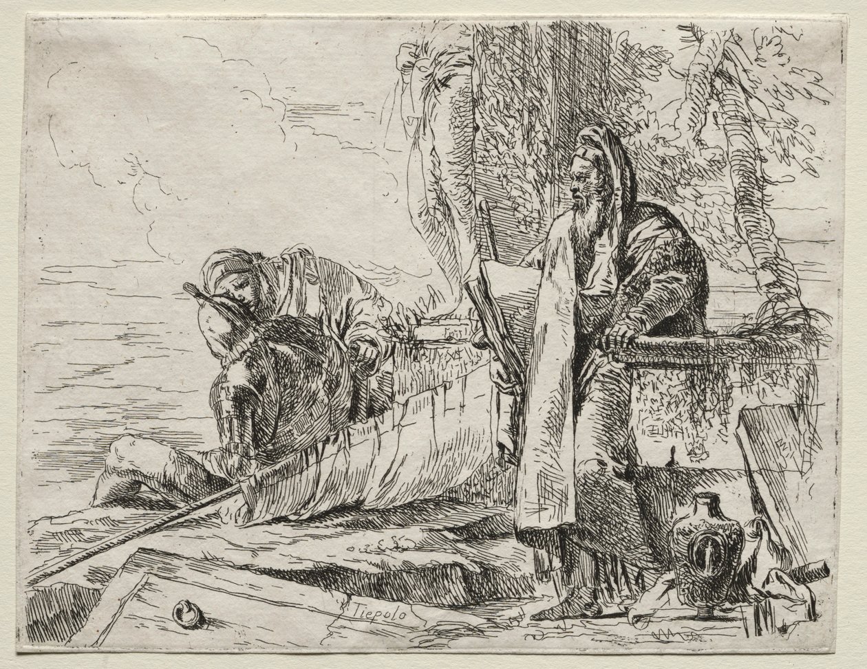 Różne Kaprysy: Filozof trzymający książkę. autorstwa Giovanni Battista Tiepolo