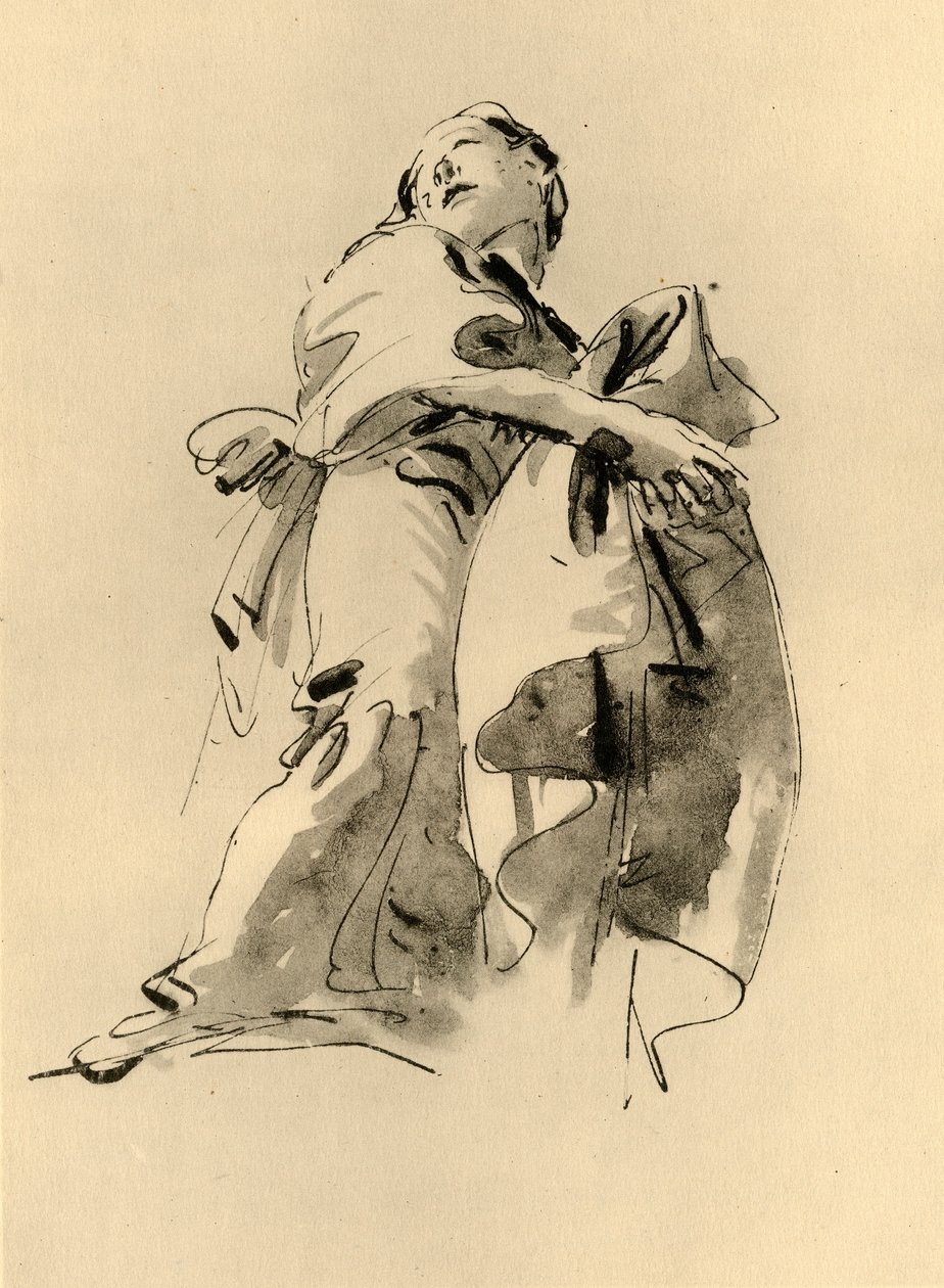 Kobieta pochylająca się w prawo, ale patrząca w górę, połowa XVIII wieku, 1928 autorstwa Giovanni Battista Tiepolo