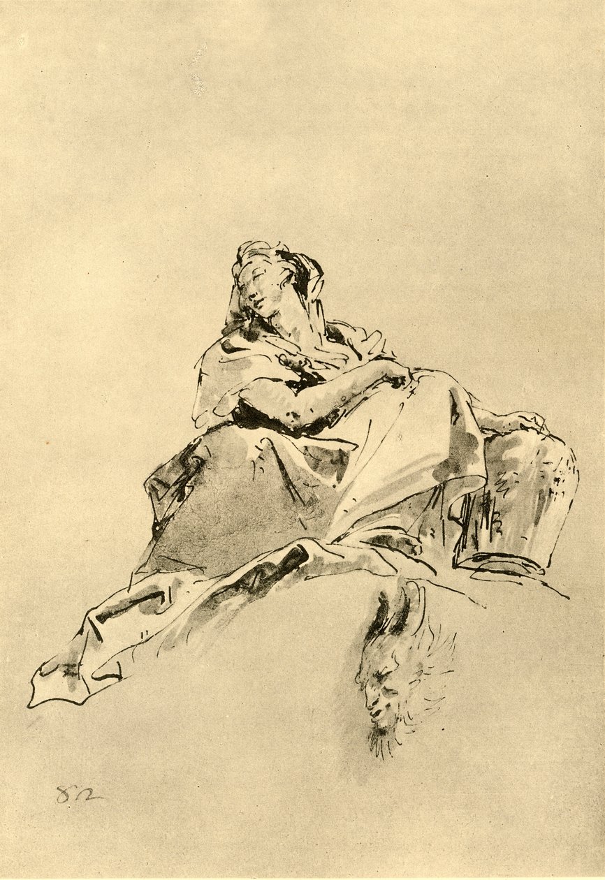 Młoda Kobieta siedząca z dzbanem u boku, połowa XVIII wieku, 1928 autorstwa Giovanni Battista Tiepolo