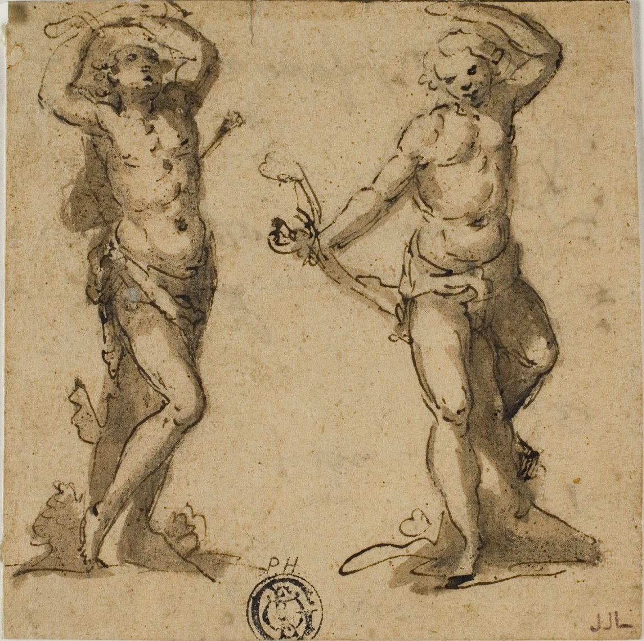 Dwa szkice św. Sebastiana autorstwa Giovanni Battista Trotti