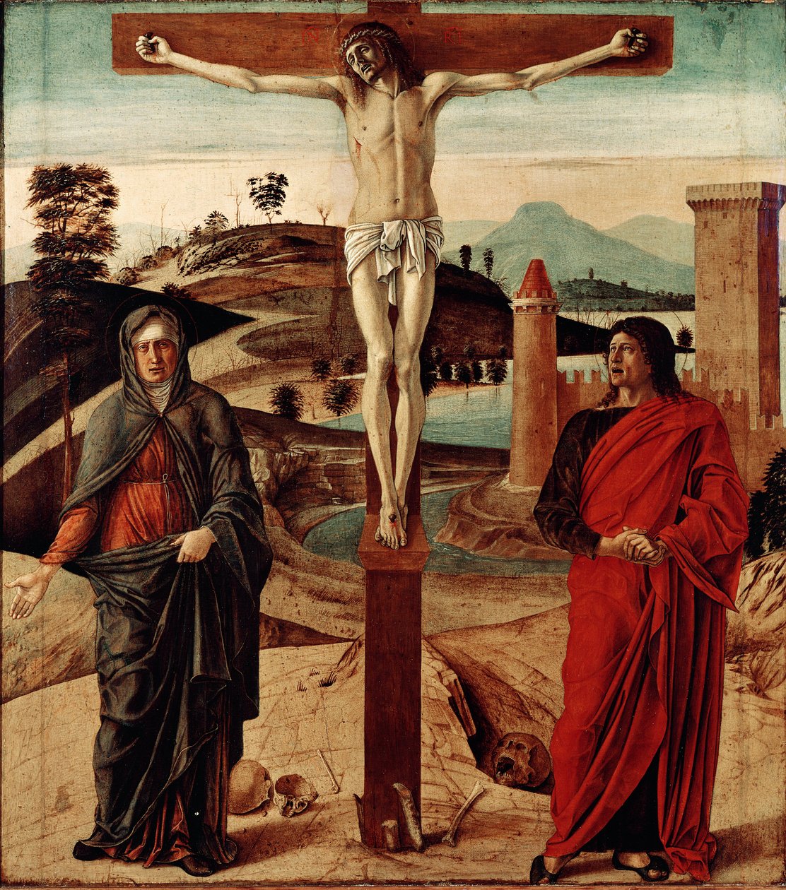 Kalwaria lub Ukrzyżowanie. Obraz Giovanniego Belliniego dit il Giambellino (1432-1516). Wymiary: 71x63cm. Florencja, Dz. Contini Bonacossi autorstwa Giovanni Bellini
